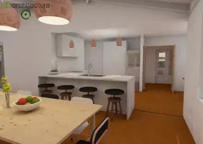 Valley Extension 3D Modal of Kitchen + Dining