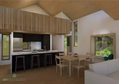 Kitchen & dining view to bush