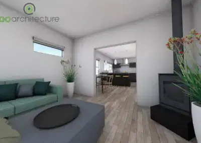 Lounge to dining & kitchen