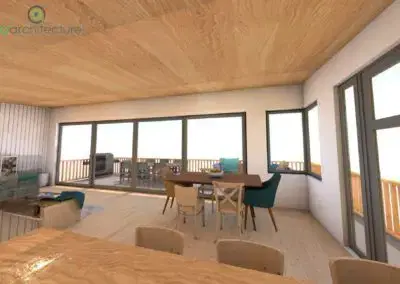 View through living to deck