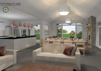 Lake Ferry Home 3D rendered model of Dining and Kitchen